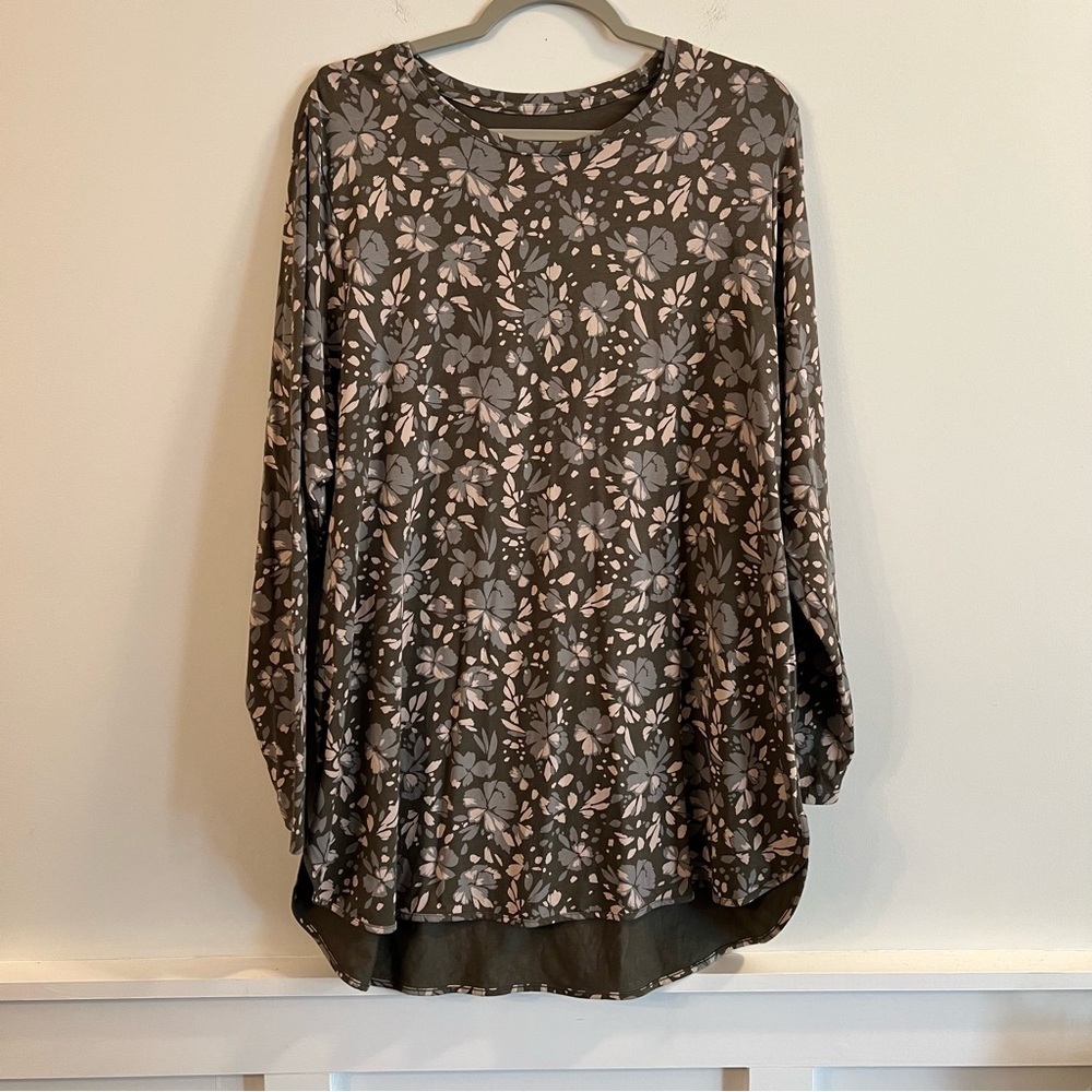 Women’s Lands’ End green floral long sleeve tunic blouse size 2X